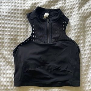 lululemon black high neck sports bra with laser detail